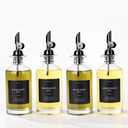 Molimoli Olive Oil Dispenser Bottle for Kitchen, Oil Dispenser w. Weighted Pourer, Glass Bottle Dispenser for Kitchen, Olive Oil Cruet, Glass Olive Oil Bottle | 350ml, Set of 4 (Black)