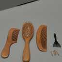 Wooden Hair Brush and Comb, One-piece Design, Reduce Frizz and Static, Massage Scalp, Detangling Paddle Hairbrush for Women, Girls, Kids, Includes Cleaning Claw, 5 Wood Bristles