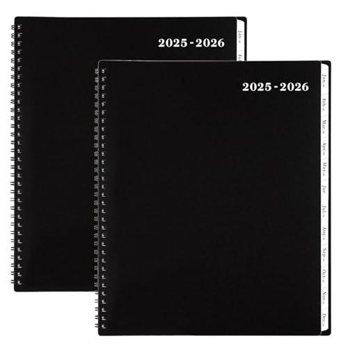 Monthly Planner 2025-2026 - 18-Month Planner，July 2025 - December 2026, Monthly Calendar with Tabs & Pocket & Label, Contacts and Passwords, 9" x 11", Thick Paper, 2 Packs, Set of 2