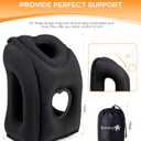 Sunany Travel Pillow, Upgraded Plane Pillow for Long Flights, Inflatable Neck Pillow Used for Airplanes, Cars, Buses, Trains, Office Napping with Eye Mask, Earplugs (Black)