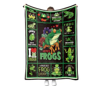 Frog Fleece Blanket - Soft and Cozy Throw Blanket for Kids and Adults, 50 x60inches