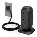TESSAN Surge Protector Power Strip Tower with 3 USB Ports 11 Outlets, 1625W/13A, Black Extension Cord 6 Feet, 1050J Protection Desktop Charging Station for Office School Dorm Room Essentials