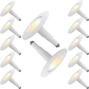 Jolux 12-Pack 5CCT Retrofit LED Recessed Lighting 6 Inch,Selectable 2700K/3000K/3500K/4000K/5000K,12W=60W,800Lumen,Dimmable Can Lights,Simple Installation Adjustable Retrofit Downlight,Bevel Trim