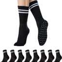 2 x COOLMATE Pilates Socks with Grips for Women, Yoga Socks, Crew Non Slip Women for Barre, Pilates Gifts for Women