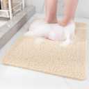 Non-Slip Shower Mat Bathtub Mat for Bath Tub,Anti Slip Bath Tub Mat,Floor Mat,Soft PVC Loofah Bathroom Mats,Foot Scrubber Mat,Quick Drying Easy Cleaning Mats for Wet Areas 40 * 16 Beige