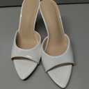 Coutgo Womens Heeled Mules Pointed Peep Toe High Heels Slip On Backless Mule Sandals Dress Shoes Size 7