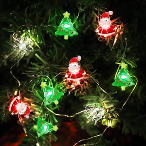 [Timer] Christmas Lights Decorations, 10 Ft 30 LED Battery Operated Christmas Tree Santa Claus Snowflake String Lights Mini Xmas Holiday Fairy Lights for Indoor Home Party Wreath Garden Decor