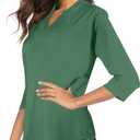 CEASIKERY Women's 3/4 Sleeve V Neck Tops Casual Tunic Blouse Loose Shirt (Green, M)