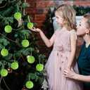 12Pcs Lime Green Christmas Ornaments Furry Ball Christmas Tree Decorations Faux Fur Balls Hanging Decor Xmas Home Party Supplies