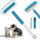 2 x Multifunctional Pet Hair Remover tool, 4 in 1-Reusable Washable Long Handle Dog&Cat Fur Hair Remover for Furniture,Carpet,Couch,Clothes,Bedding,Car,Window,Better than Lint Rollers, with 2 Scrapers