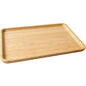 Bamboo Serving Tray Rectangle Platter Breakfast Dinner Food Bed Tray for Eating Kitchen Restaurants (1, 14.2" x 9.5" x 0.8" (no Handle))