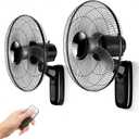 Aotop 16 inch Wall Mount Fan with Remote Control - 2 Pack, 3-Speed and 3 Modes, Timer Function, Adjustable Head, Oscillating Fan for Home and Office - Black