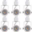 CLOUDY BAY 8W 3000K Warm White Dimmable LED Track Light Head,CRI90+ True Color Rendering Adjustable Tilt Angle Track Lighting Fixture,40 Angle for Accent Retail,White Finish,Halo Type- Pack of 6