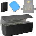 Hipoocok 2 in 1 Card Deck Box for Trading Cards, Unfolded MTG Commander Card Can be Used as a Playmat, Leather Magnetic Card Storage Box Holds 800+ Single Sleeved Cards, Fits for TCG CCG Magic Cards, 2 Pack