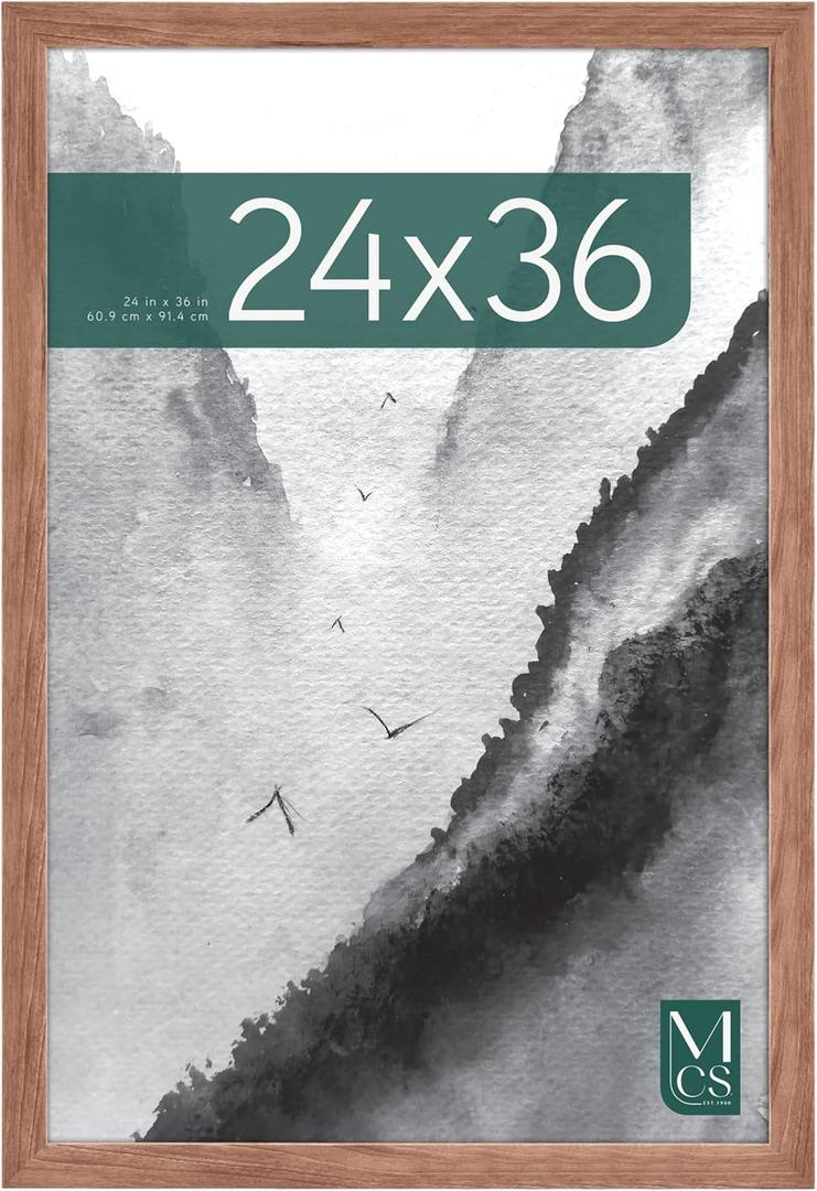 MCS Museum Poster Frame 24x36 Medium Oak, Vertical & Horizontal Wall Hanging Large Picture Frame for Photos, Posters & Art Prints (1-Pack)