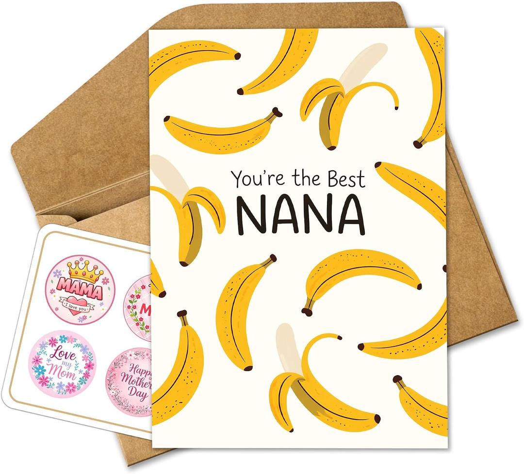 2 x Best Nana in the World Funny Mothers Day Card for Mom - Hilarious Birthday Card for Mom Happy Mother's Day Card for Mum Heartfelt Gifts for Mother, Stepmom, or Grandma from Daughter or Son M224