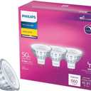 PHILIPS MR16 GU5.3 LED Floodlight 50W Equivalent, Dimmable, Bright White 3000k- 3 Pack