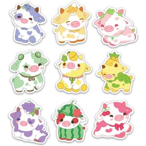 2 x 9PCs Cute Fruit Cows Sticker Set, Funny Chonky Cows Stickers, Kawaii Cows Waterproof Vinyl Stickers For Laptop Water Bottle Phone Case Tumbler, Aesthetic Cow Decals Gifts For Kids Boys Girls (Size 3")