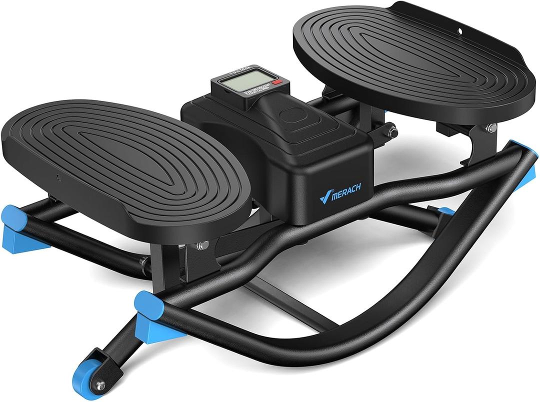 Merach Rocking Steppers for Exercise at Home, 3D Motion Stair Stepper with Resistance Bands for Full Body Workout & Low-Impact Balance Board, 330 LBS Loading Capacity Exercise Equipment