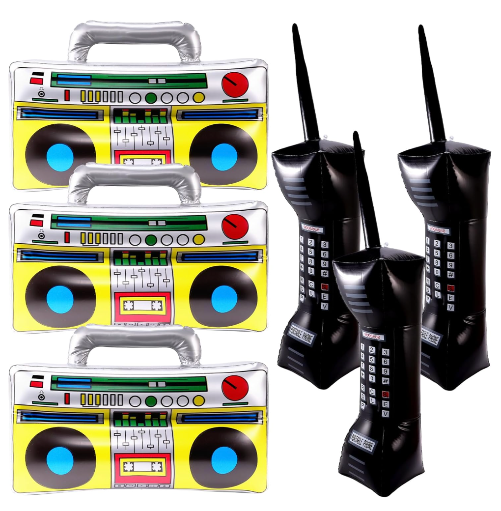 6 Pieces Inflatable Radio Boombox Inflatable Mobile Phone,80's 90's Party Decoration,Retro Inflatable Mobile Phone,Inflatable Radio Props for Hip Hop Theme Party Birthday Party Supplies