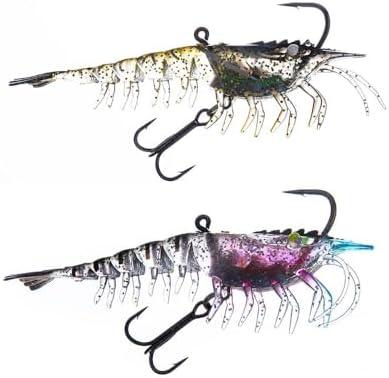 EJDHA Fishing Bait, Soft Bait, Shrimp Fishing Artifact, Home Fishing Bait, Suitable for Saltwater Lakes, Sea bass, Trout, 2 Pieces