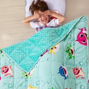 Sivio Weighted Blanket 5 lbs, Super Soft Crystal Velvet & Minky Dots Cartoon Patterns Reverise Heavy Throw, Heavy Blankets, 36 x 48 Inch Green Shark