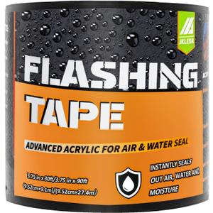 Flashing Tape for Windows and Doors, 3.75 in x 30 ft Roll, Acrylic Adhesive, Black Self-Adhesive Flashing Tape, Waterproof, UV Resistant, Great for Sealing Doors, Windows, and Construction & Repairs