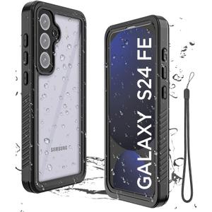 Miimall for Samsung Galaxy S24 FE Case Waterproof, IP68 Underwater, Full Heavy Duty Protection, Built-in Screen&Camera Protector, Military Shockproof Dropproof Rugged Phone Case for S24FE 6.7", Black