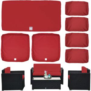 Pack Outdoor Seat and Back Cushions Replacement Covers Fits for 4-Seater 4Pieces Wicker Rattan Patio Conversation Set Sectional Couch Chair Furniture,Red-Include Cover Only