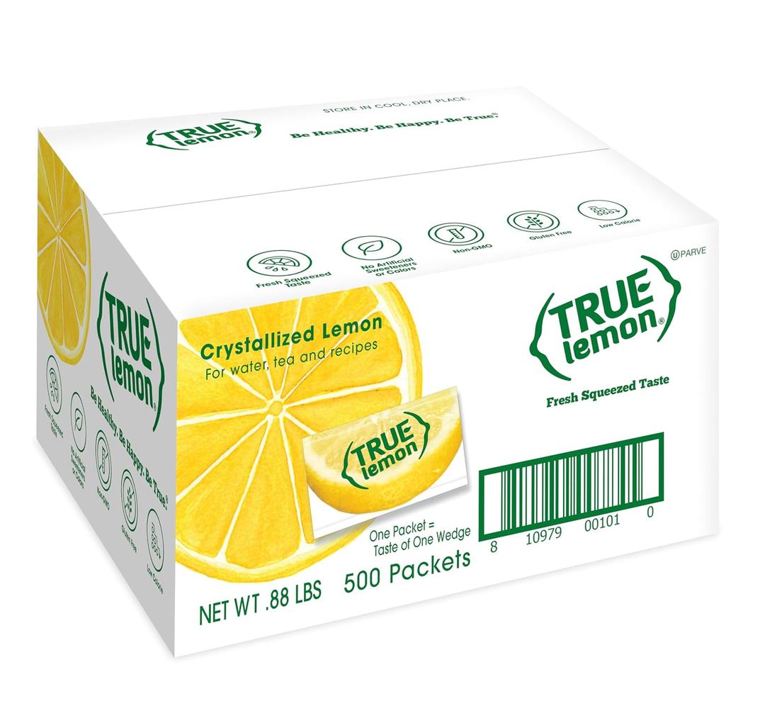 True Lemon 500ct (Pack of 1) - Water Enhancer - Bulk Dispenser - 0 Calorie Drink Mix Packets For Water - Sugar Free Lemon Flavoring Powder Packets (EXP 12/01/26)