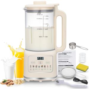 8 in 1 Nut Milk Maker Blender With 20 Bladers,40oz Soy, Almond, Oat, Coconut, Plant Based and Non Dairy Beverages, Automatic Soybean Machine With Delay Start/Keep Warm/Boil Water/Auto-clean.