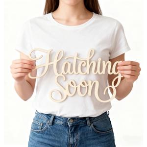 Wooden Hatching Soon Sign for Backdrop, Dinosaur Theme Baby Shower Decorations Banner Wall Decorations for Dino Party Photo Booth Centerpiece Prop