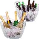 Large 3-Gallon Clear Plastic Ice Bucket, Beverage Tub for Parties (Pack of 2)