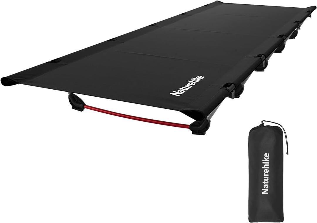 2 PCS aturehike GreenWild Camping Cot, Ultralight Folding Backpacking Cot, Supports 330lbs, Portable Camping Bed for Adults for Camping Hiking Travel Home, Black