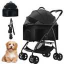 3-in-1 Pet Stroller,Foldable Cat Dog Strollers for Medium Dogs 20KG,Pet Travel Dog Stroller Pushchair with Detachable Carrier Car Seat