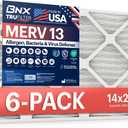 BNX TruFilter 14x25x1 Air Filter MERV 13 (6-Pack) - MADE IN USA - Electrostatic Pleated Air Conditioner HVAC AC Furnace Filters for Allergies, Pollen, Mold, Bacteria, Smoke, Allergen, MPR 1900 FPR 10