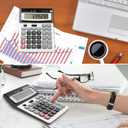 HIHUHEN Large Electronic Calculator Counter Solar & Battery Power 12 Digit Display Multi-Functional Big Button for Business Office School Calculating (1 x Calculator)