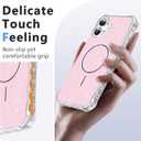 TEECOVER for iPhone 16 Case 6.1-Inch, [Clear Wavy Border][Sparkly Glitters][Fit for MagSafe] Shockproof Cute Slim Fit Magnetic Phone Case for Women & Girls - Pink