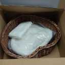 Kate Newborn Photography Props Brown Heart Shaped Rattan Basket Handcrafted Baby Basket Set for Baby Photography Photoshoot with White Pillow and Mat and Stretch Wrap