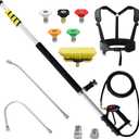 janz Aluminum 24 FT Telescoping Pressure Washer Wand with Pressure Washer Extension Wand,Gutter Cleaner Attachment, 5 Spray Nozzle Tips, 2 Hose Inlet Adapters and Support Harness