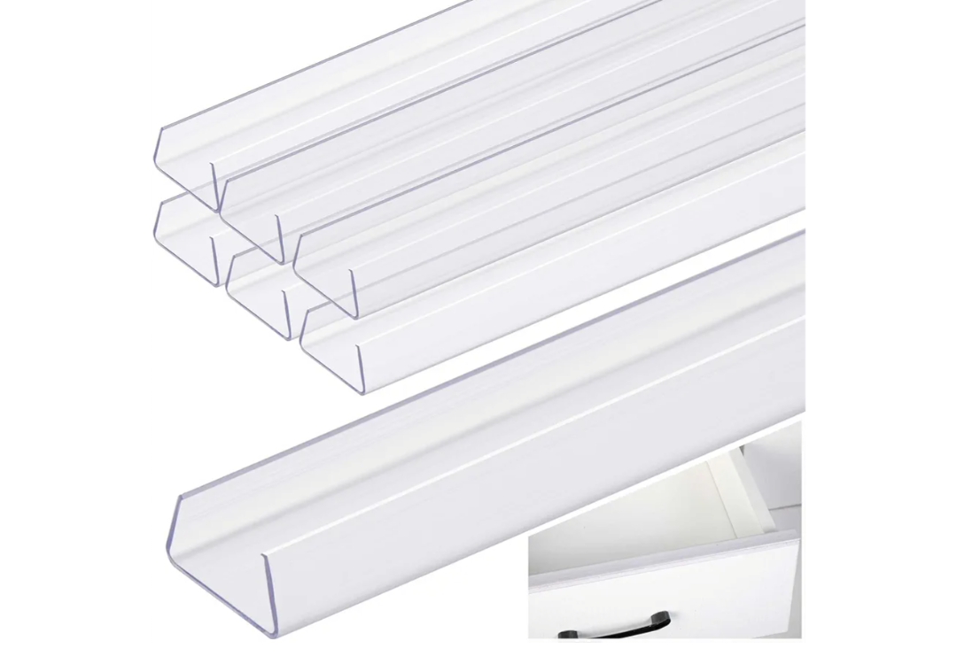 4 Pcs 18 in. Cabinet Door Protector Edge Guard-3/4 Thick Slip-On Drawer Door Protector in Clear-Shelf Edge Protectors for Home Kitchen Cabinets Door Edge Protection