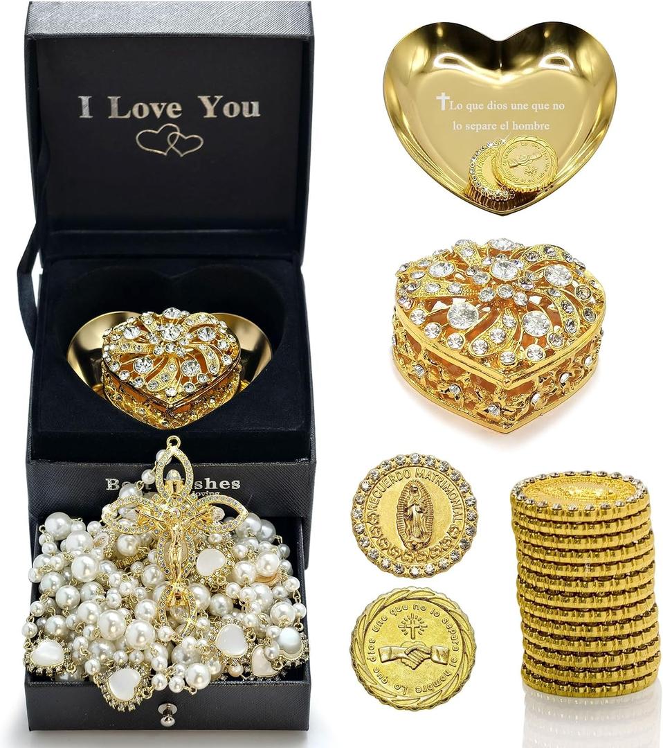 Wedding Set, Arras Para Boda Catolica and Lazo Para Boda Catolica, Wedding Arras Coins and Lasso for Ceremony Catholic Gift.