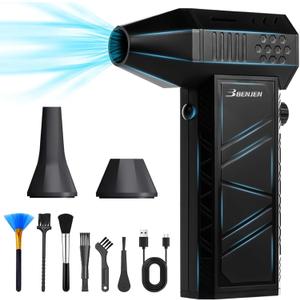 BENJEN Compressed Air Duster-130000RPM Electric Air Duster for Cleaning Keyboard & PC Infinitely Adjustable Speed Cordless Turbo Fan Turbo Dryer Blower for Car, Air Bed, Outdoors, Home.
