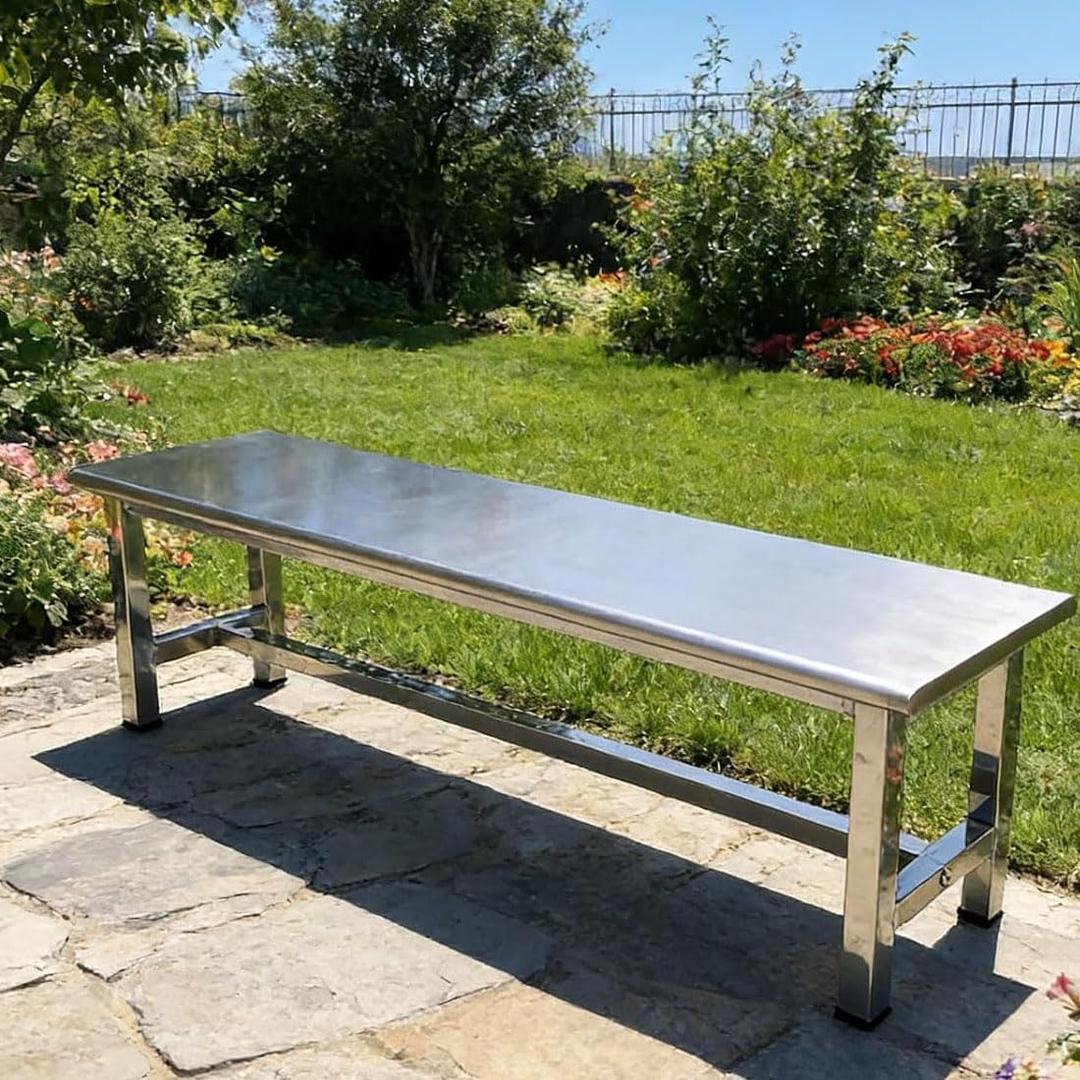 Stainless Steel Outdoor Patio Bench, Weatherproof Backless Garden Bench,Indoor Hallway Entryway Benches, for Porch Park Commercial Use(39.4 * 13.8 * 17.7in), 100*35*45cm/39.4*13.8*17.7in