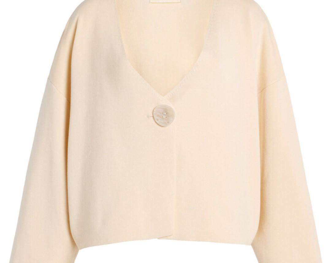 Womens Cropped Cardigan Sweaters Crew Neck Long Sleeve Button Up Sweaters Lightweight Knit