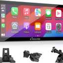 Carpuride W103 Pro with Wireless Bluetooth Transmission Portable Carplay & Android Auto Car Stereo, 10.3 inch 1080P Touch Screen, Mirror Link/GPS/Siri/FM, with 3 BracketDual BT