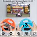 3 x Lyvix Steering Wheel for Nintendo Switch 2/1 Joy-Con Christmas Gift, Racing Wheel Compatible with NS2/NS/OLED for Mario Kart World 2025, Ergonomic Accessories with Quick Release & Installation Grips