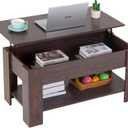 FDW Lift Top Coffee Table with Hidden Compartment and Storage Shelf Wooden Lift Tabletop for Home Living Room Reception Room Office,39.4inch,Espresso
