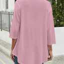 Yekaty Women Cardigan 3/4 Sleeves Open Front Lightweight Cardigan Draped Ruffles Knit Cardigan (Pink)