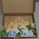 Ramadan Mubarak Table Decor with Flowers, Wooden Castle Centerpiece, Elegant Islamic Home Decoration for Eid & Ramadan Holidays